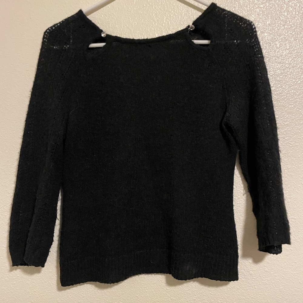 Jennifer Lopez Black Gem-Studded Sweater